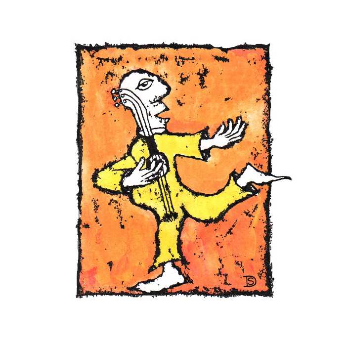 Illustration Figur mit Saiteninstrument