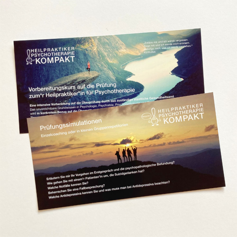 Zwei Flyer für Heilpraktiker Psychotherapie Kompakt