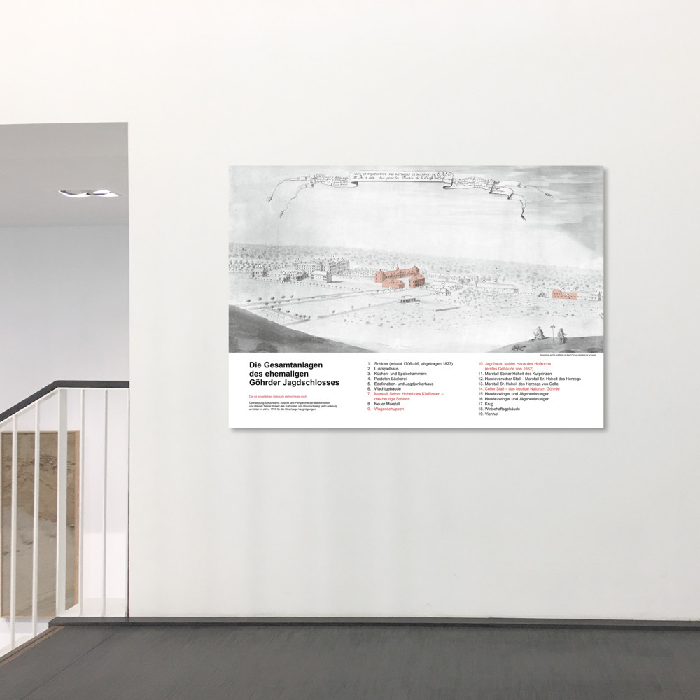 Schautafel der Schlossanlagen des Göhrder Jagdschlosses