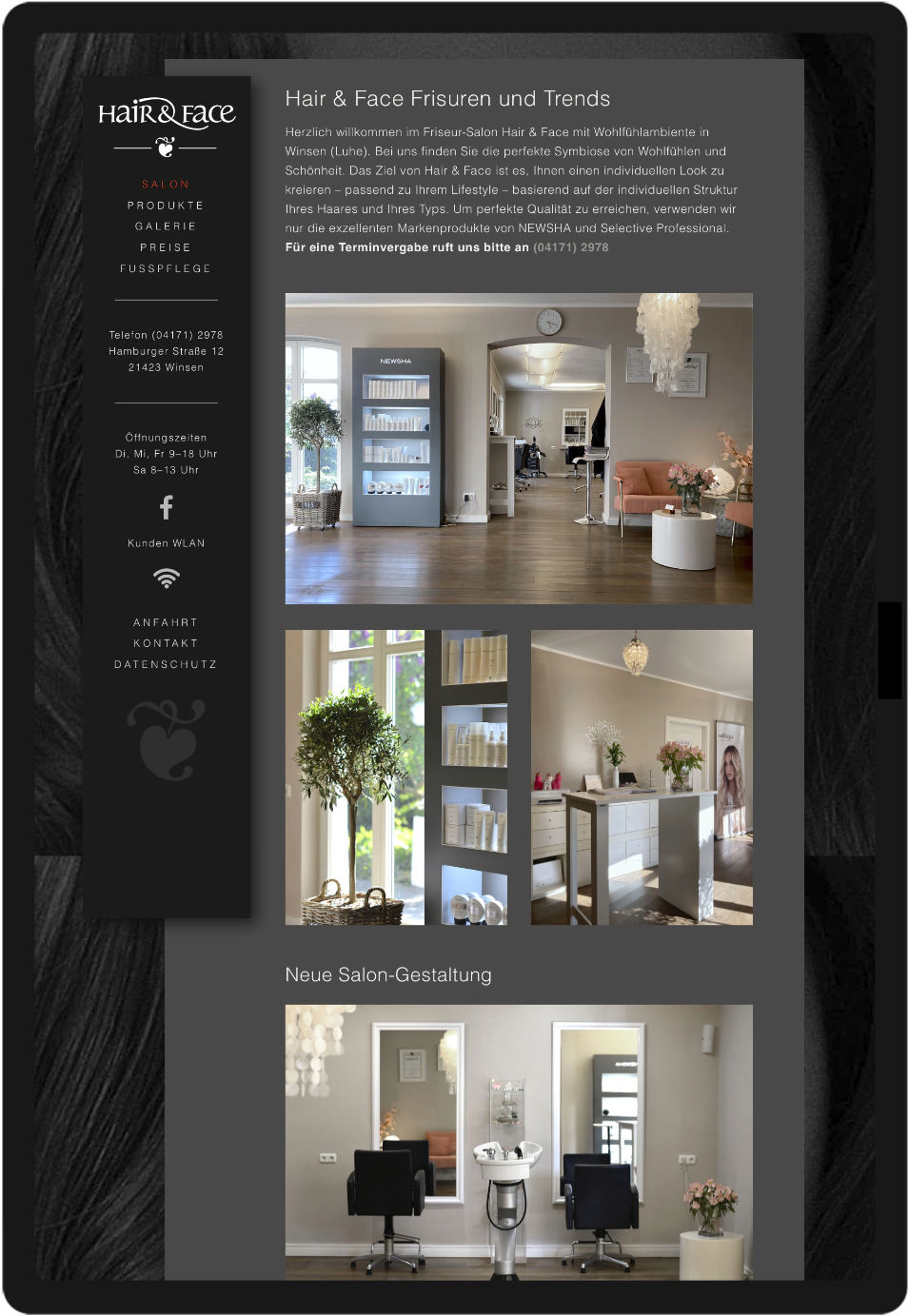 Website Salon Hair & Face Winsen
